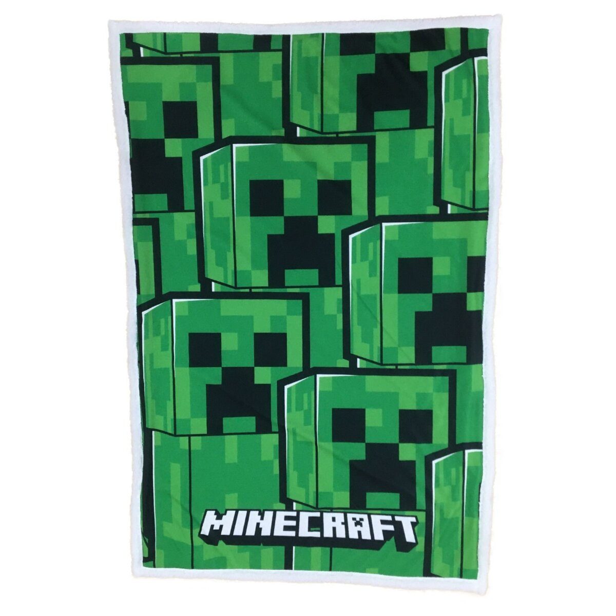 Wohndecke Minecraft Sherpa-Fleece-Decke 100x150cm für Kinderzimmer, Minecraft, Geschenkidee für Mädchen und Jungen