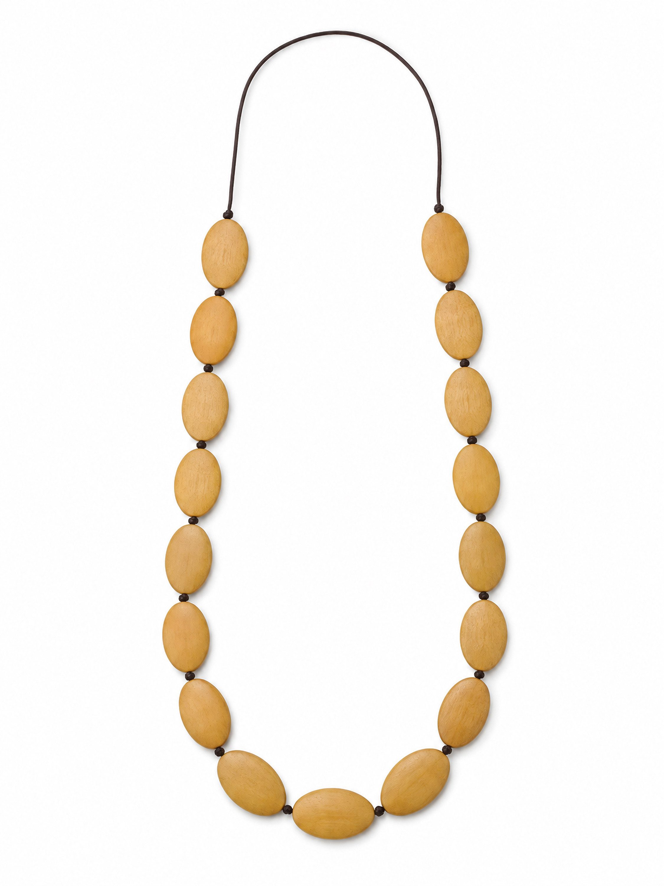 COLLEZIONE ALESSANDRO Lange Kette Charu, flache Holzperlen