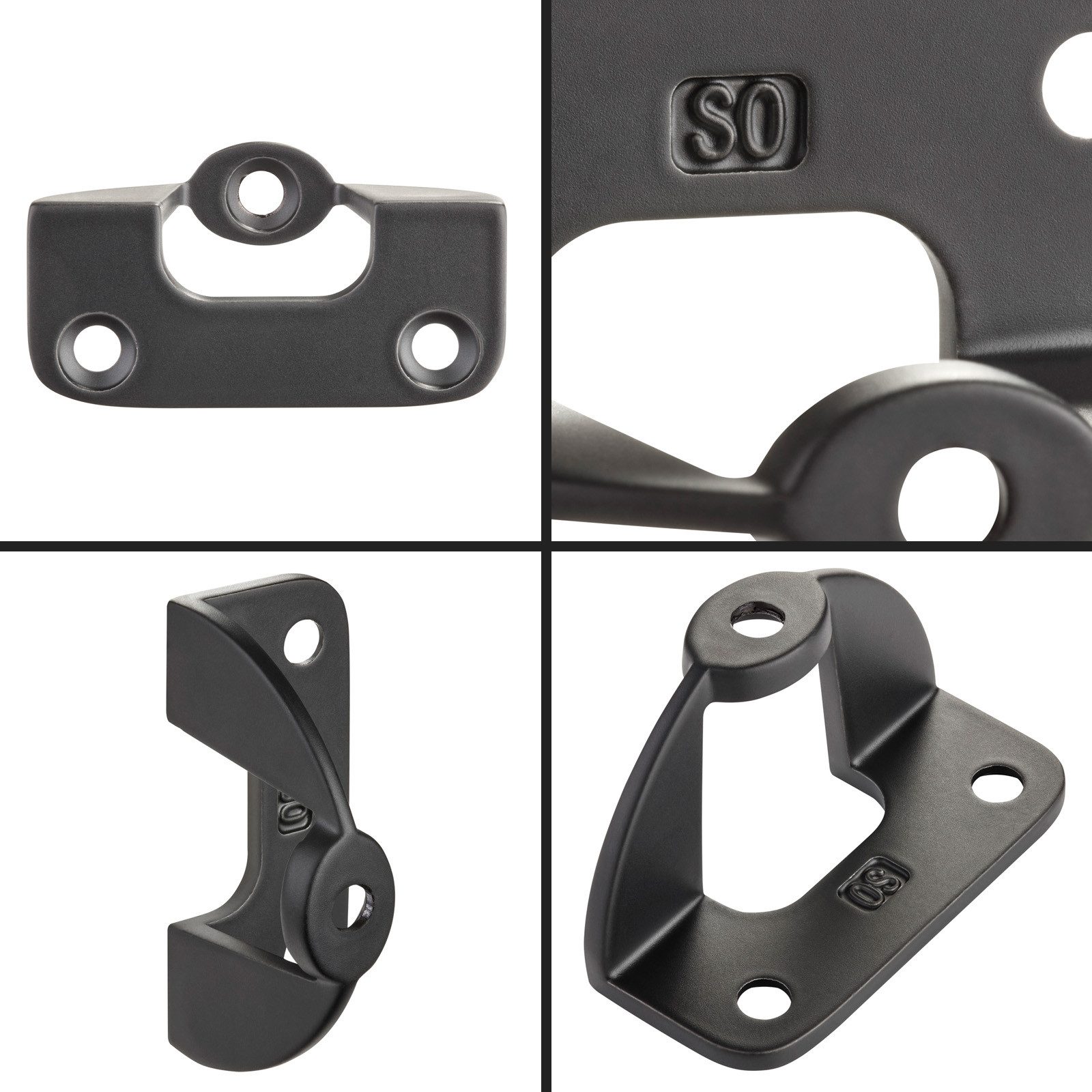 SO-TECH® Möbelbeschlag Möbelgriffadapter 45 x 19,5 x 26 mm, max. Türdicke 20 mm, schwarz matt, inkl. Montagematerial für Faltschiebetüren