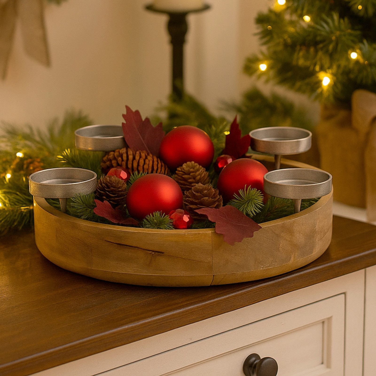 Koopman Adventskranz Tischkranz Kerzenhalter Weihnachtskranz Ø36 cm Mangoho günstig online kaufen