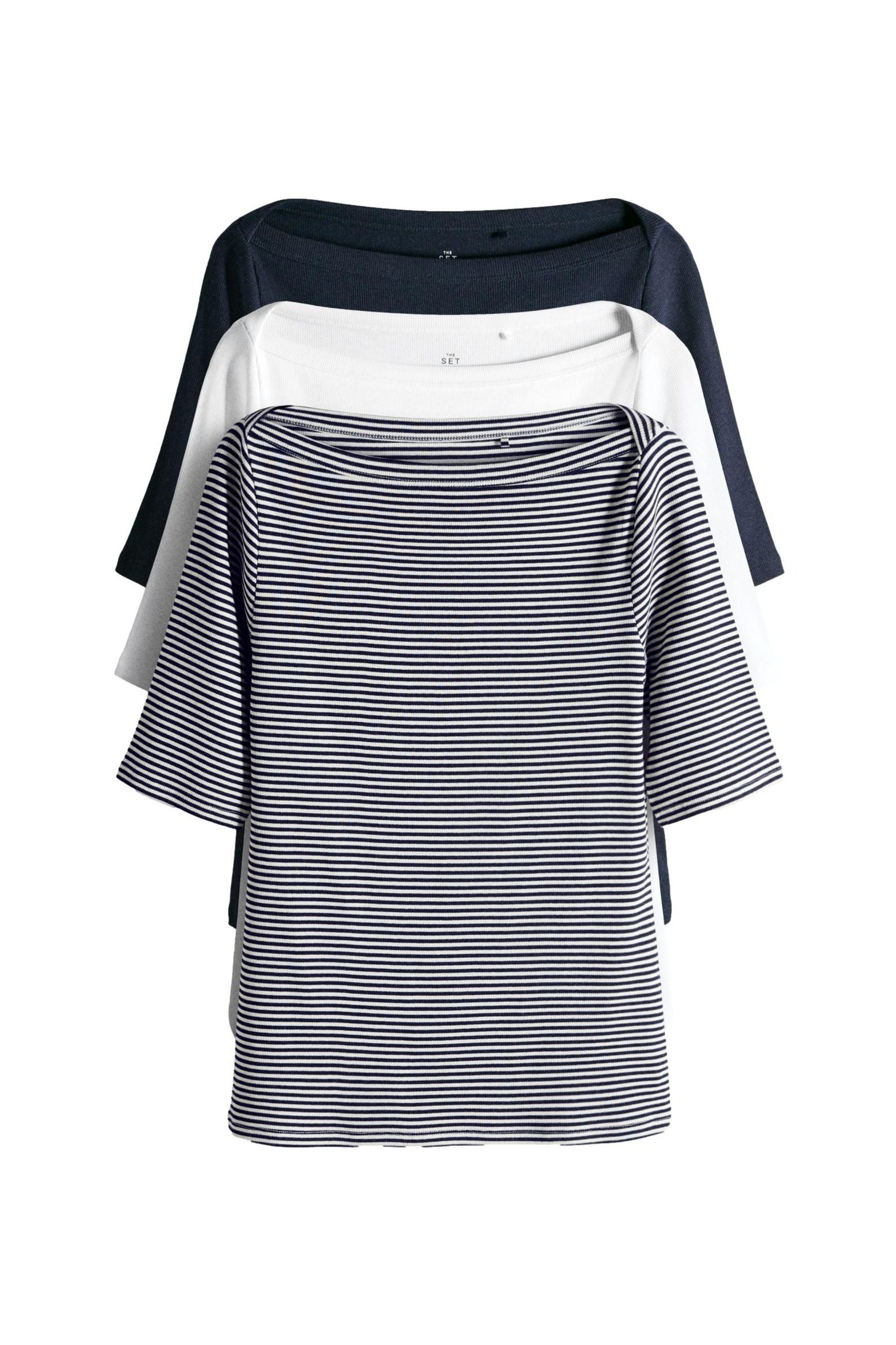 The Set T-Shirt The Set Langarmshirts, U-Boot-Ausschnitt, 3er-Pack (3-tlg) günstig online kaufen
