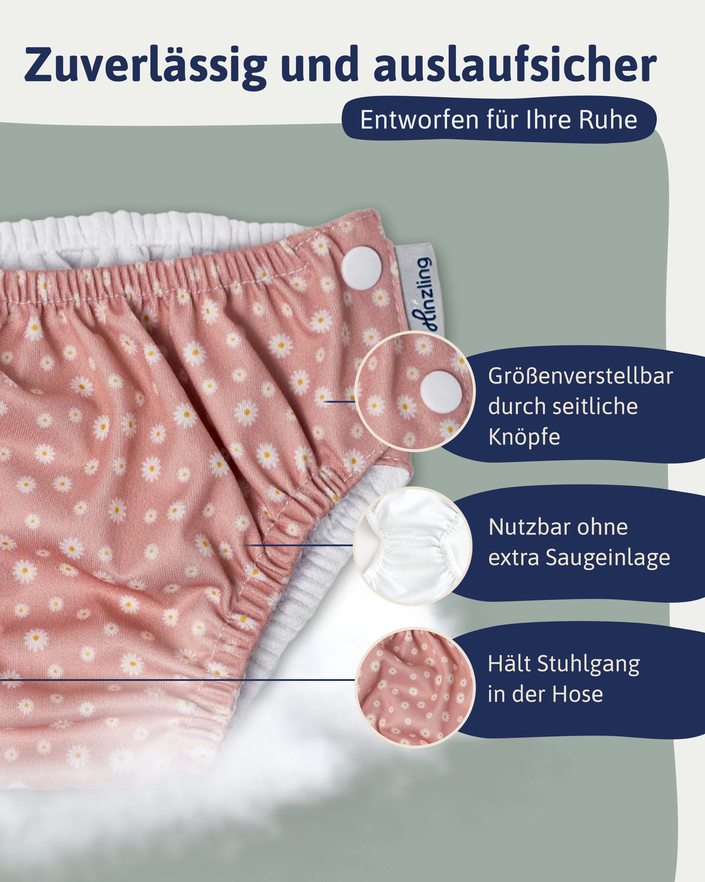Hinzling Schwimmwindel Nachhaltig, Auslaufsicher – Schwimmwindel Baby – Made in Europe