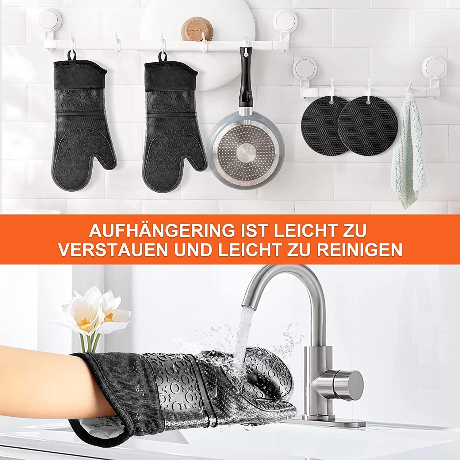 Haiaveng Topflappen Ofenhandschuhe 4-tlg) (Set, Hitzebeständige260°C,