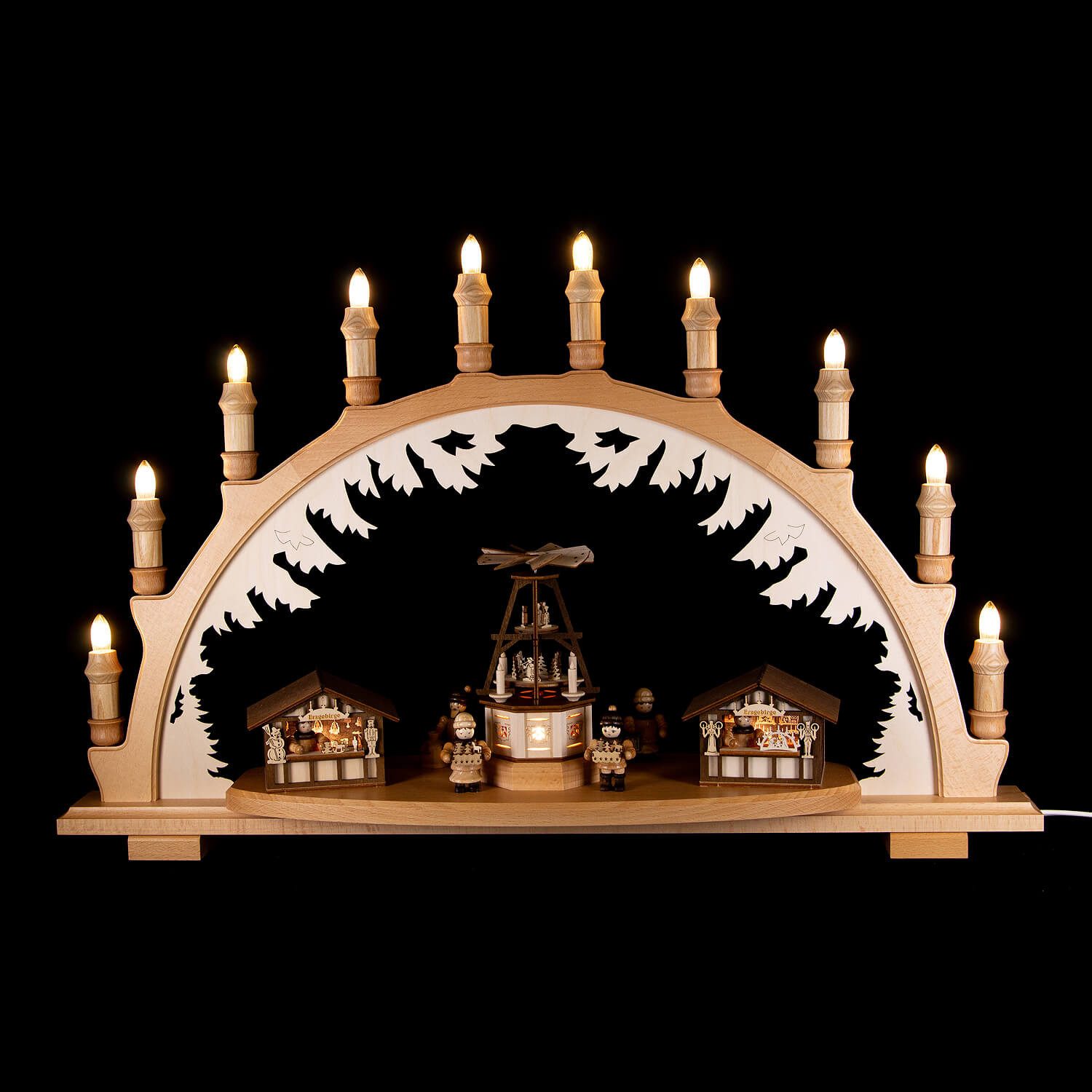 Schwibbogen Schwibbogen Weihnachtsmarkt mit Wärmespiel (66x44cm) von Kunstgewerbe