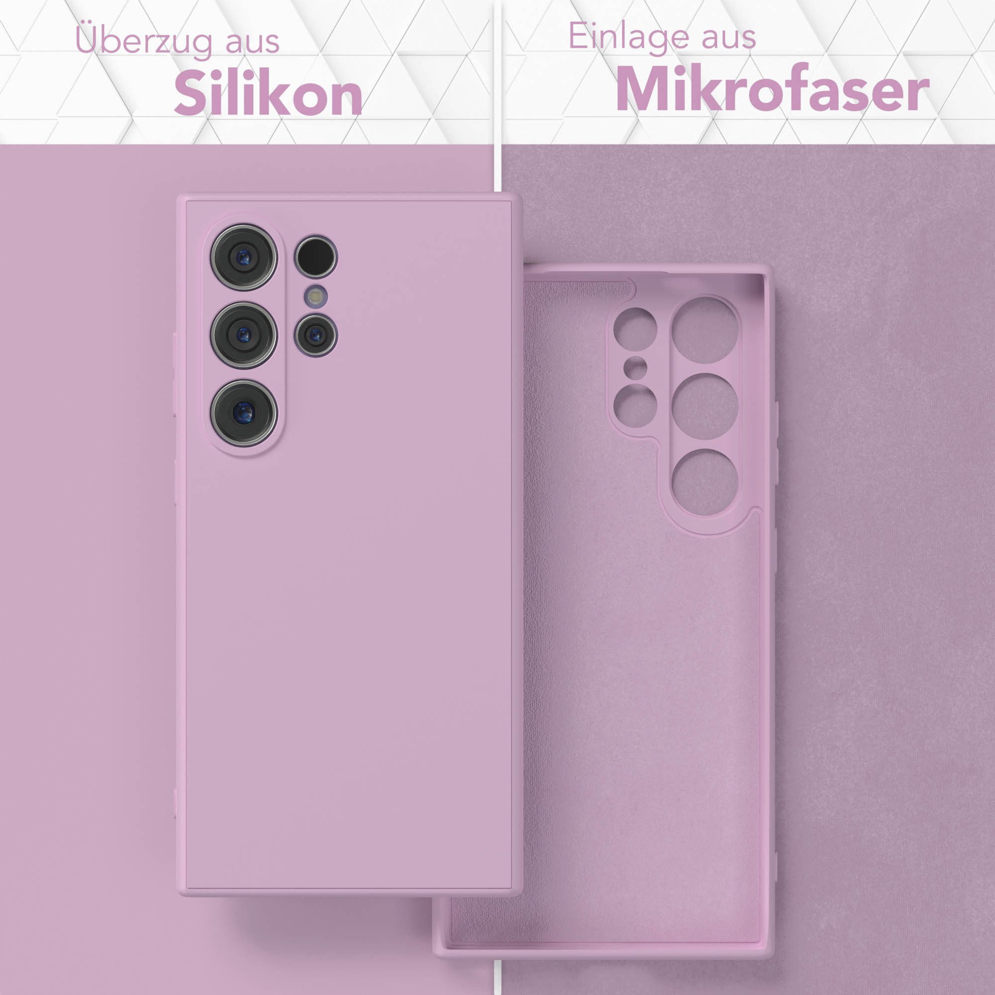 EAZY CASE Handyhülle für Samsung Galaxy S24 Ultra Hülle Silikon 6,8 Zoll, Hülle mit Kameraschutz Handycase Soft Smart Slimcover Lila / Flieder