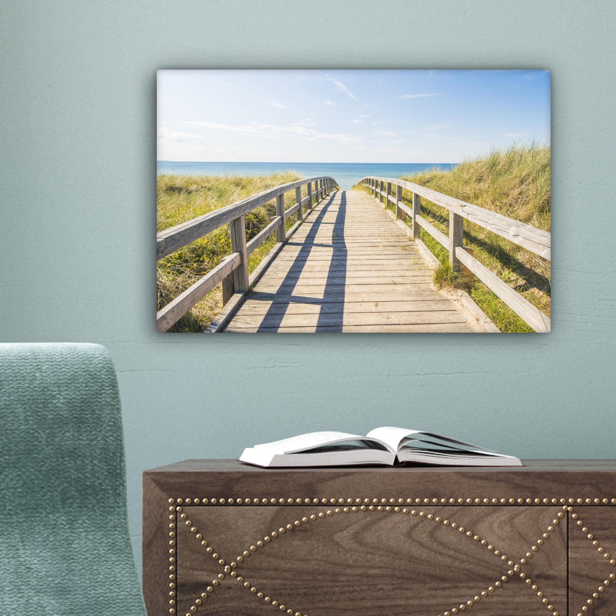 Wandbild Leinwandbild - Strand cm St), Aufhängefertig, Weg Leinwandbilder, Europa, 30x20 - Wanddeko, (1 OneMillionCanvasses®