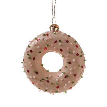 MARELIDA Christbaumschmuck Weihnachtsbaumschmuck Glas Donut mit bunten Streuseln H: 8,5cm weiß