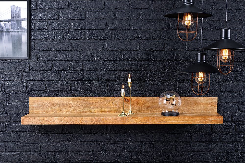 riess-ambiente Wandregal MAKASSAR 80cm natur, Einzelartikel 1-tlg., Wohnzimmer · Mango-Massivholz · handmade · Brett · lackiert · Design – Bild 4 von 5