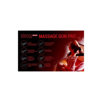 teleropa BASICS. Massagegerät Massage Gun Pro Massagepistole 8 Massageköpfe 20 Stufen