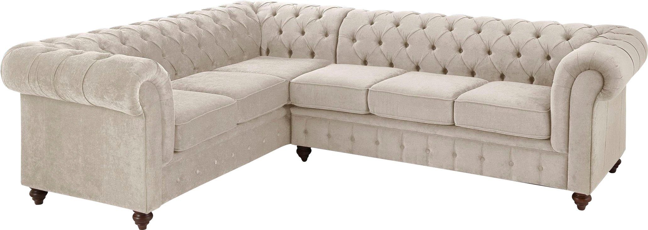 Home affaire Chesterfield-Sofa Chesterfield Ecksofa, auch in Leder L-Form, hochwertige Knopfheftung, langer Schenkel links oder rechts wählbar