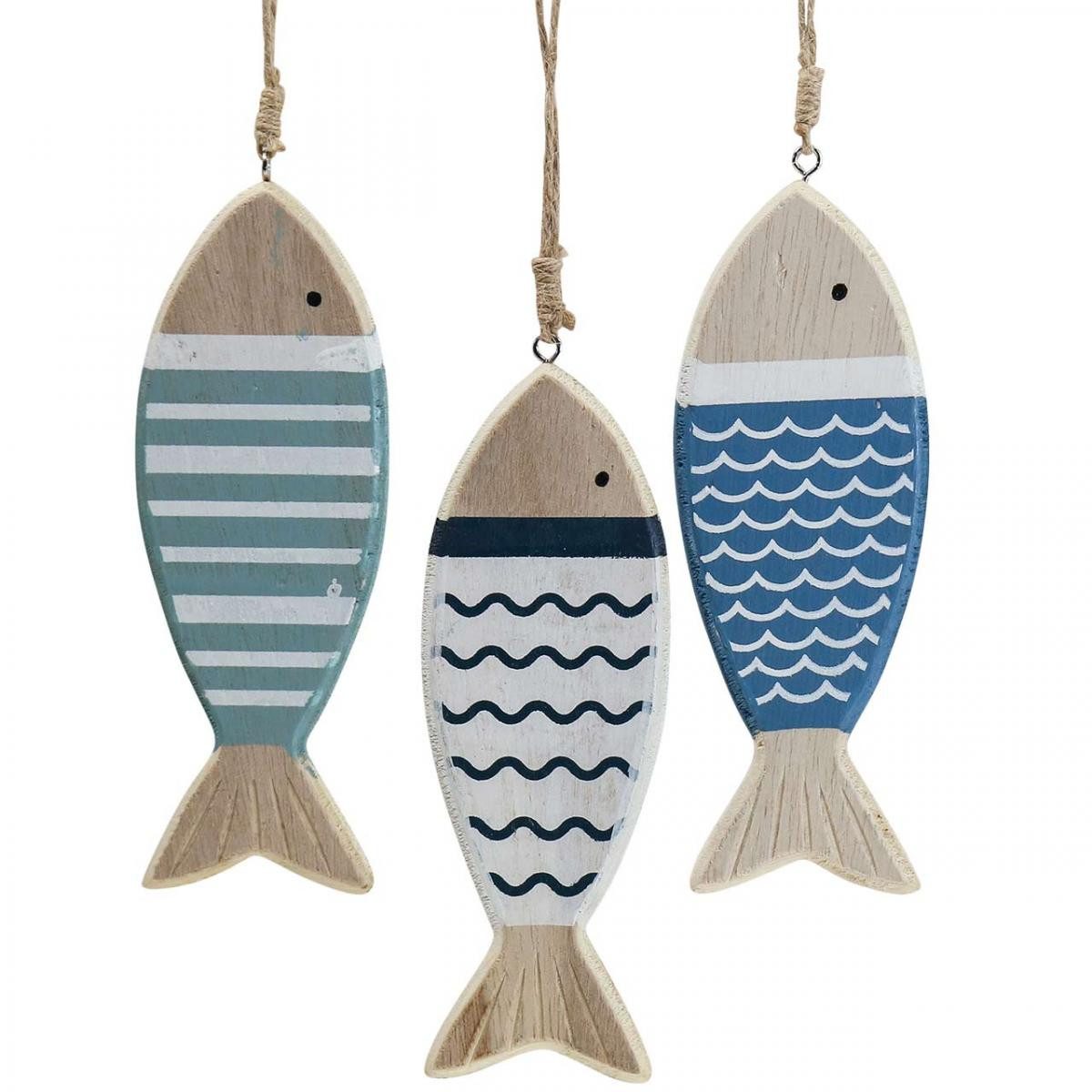Viana Dekofigur Deko-Fische Holz Anhänger Set günstig online kaufen