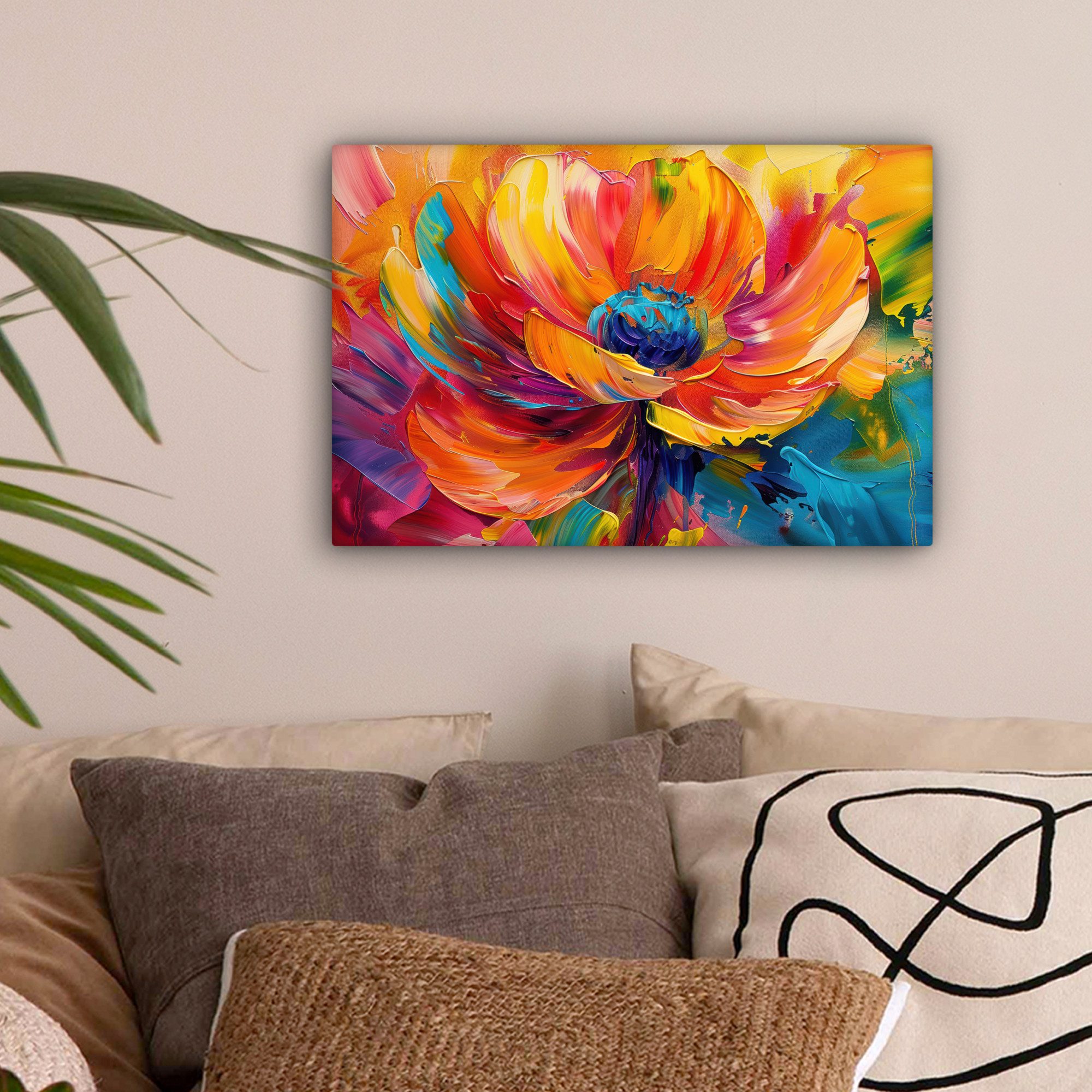 OneMillionCanvasses® Leinwandbild Blume - Lackierung - Modern - Abstrakt - günstig online kaufen
