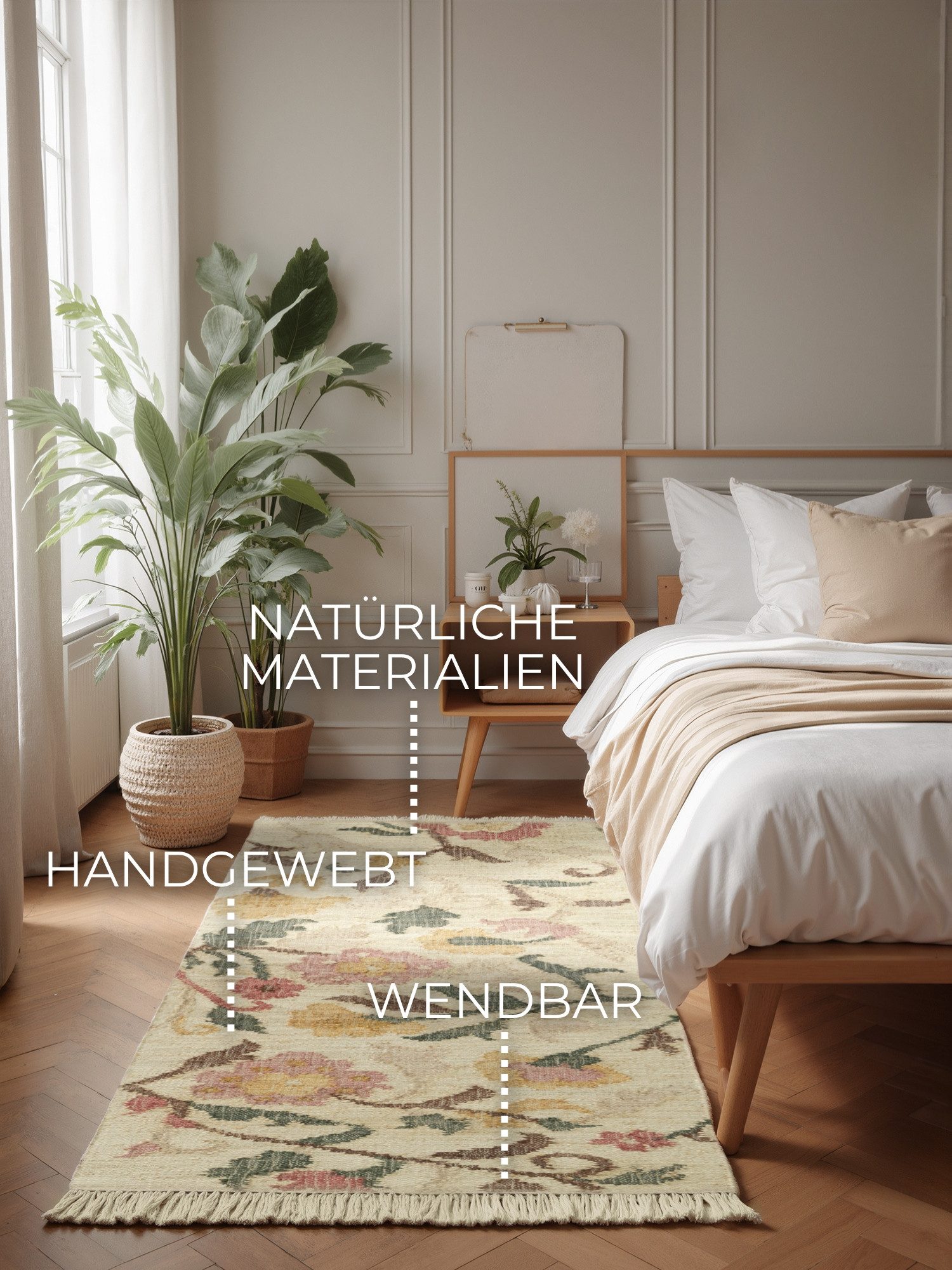 ELLE DECORATION Teppich Kelim Violette, rechteckig, Höhe: 3 mm, Jute, Baumwolle, Natur, Handgewebt, Kelim, orientalisch, Boho