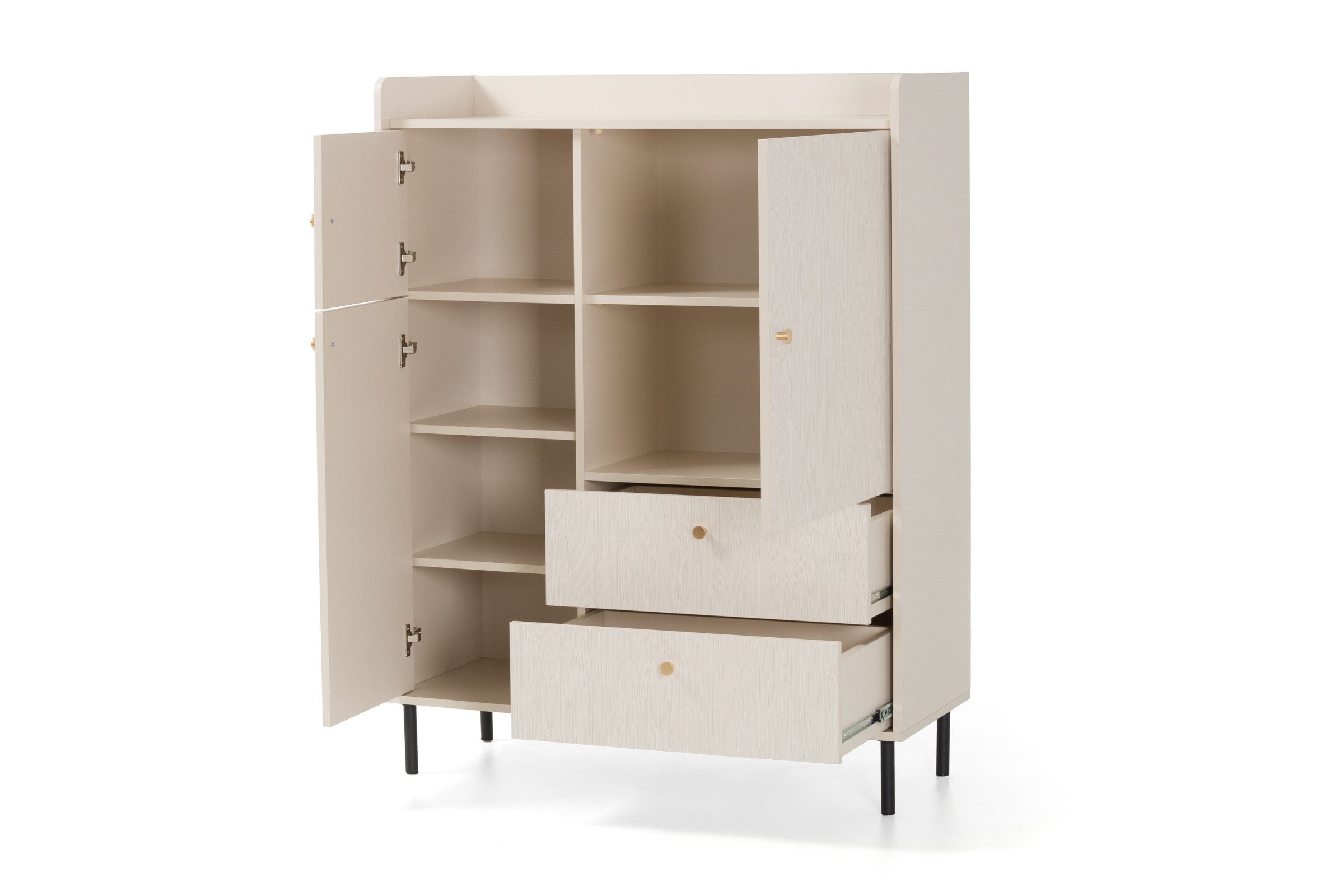 Deine Möbel 24 Kommode GEORGIA 01 Sideboard Wohnzimmer 103,5 / 133 / 42 cm (B/H/T) (Set, 2 St., inkl. Schubladen Drehtür), GEORGIA-Kollektion Sandbeige Beige