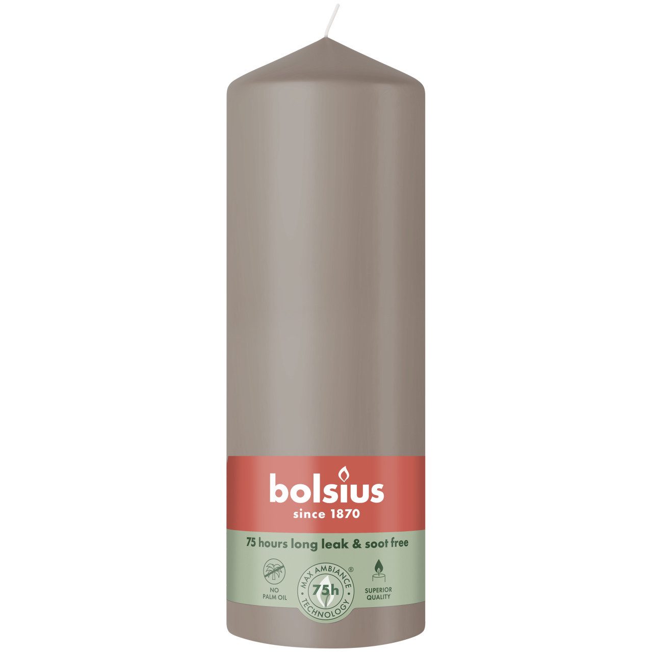Bolsius Stumpenkerze Bolsius Stumpenkerze helles taupe 20 cm Ø 6,8 cm