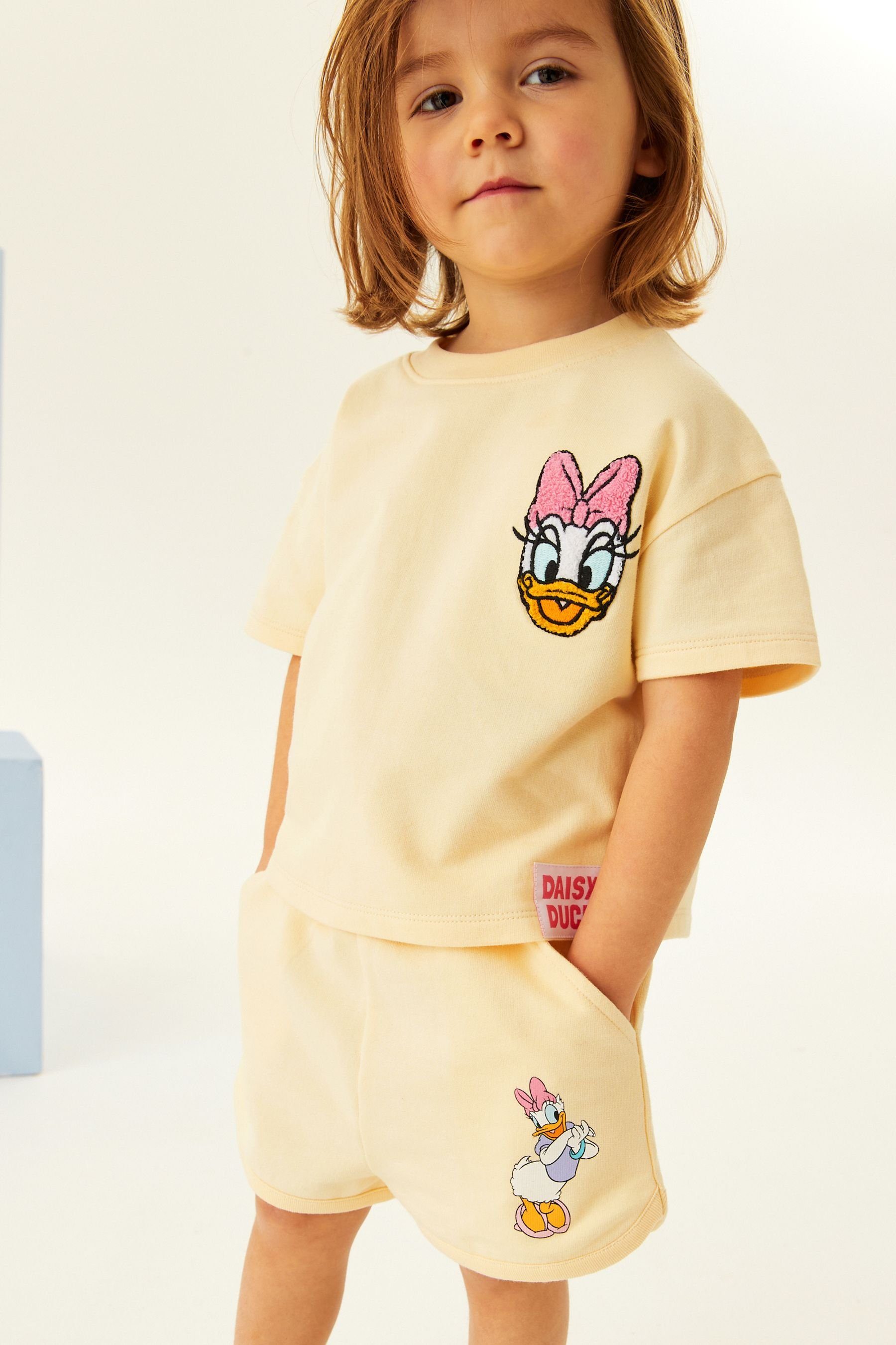 T-Shirt Disney Set Duck & Daisy (2-tlg) Next kurzes Shorts Yellow
