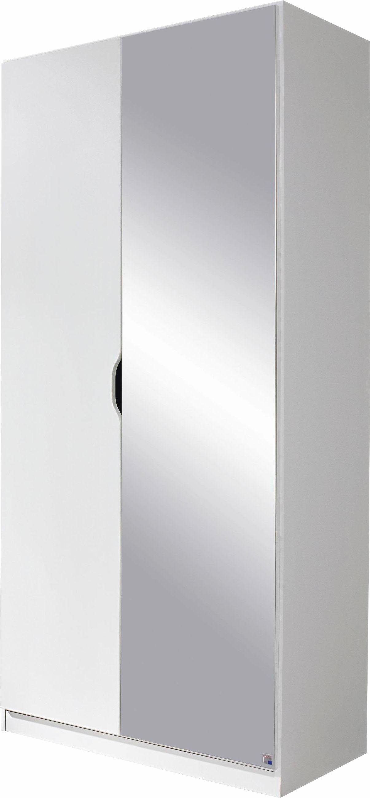 rauch Kleiderschrank Freiham Drehtürenschrank Schrank Garderobenschrank Breite 91cm Schlafzimmerschrank mit Spiegel und Griffmulden BESTSELLER
