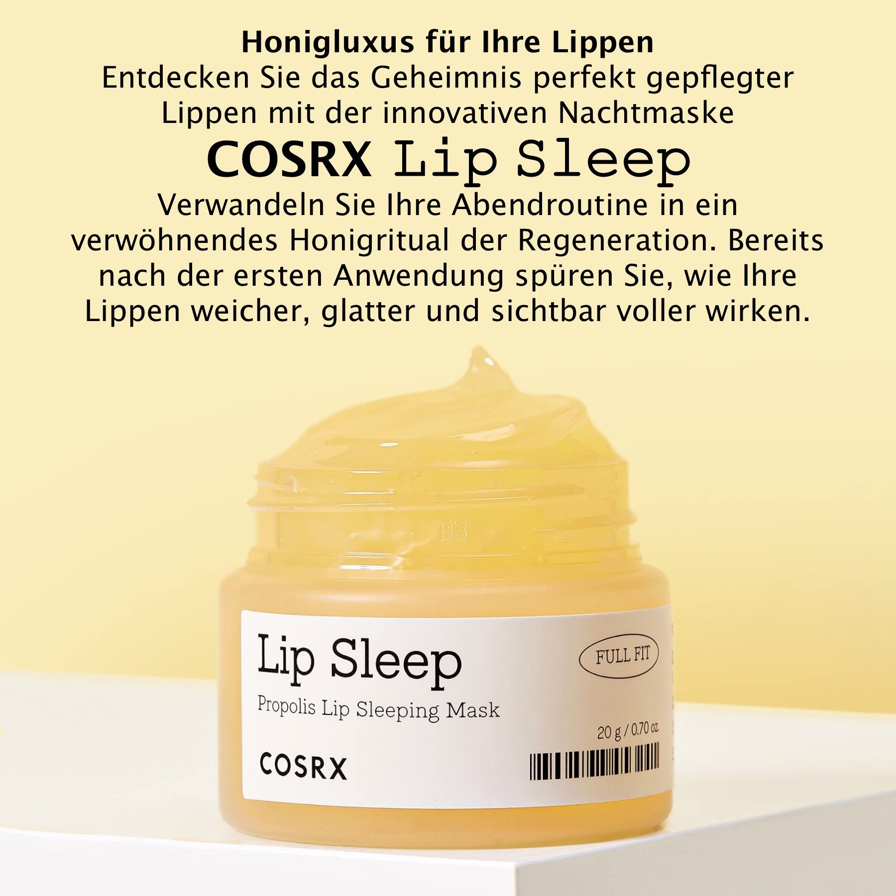 Cosrx Lippenmaske COSRX Lip Sleep Propolis Sleeping Mask Lippenpflege, 1-tlg., Lippenpflege, Lippenmaske, Nachtmaske, Balsam