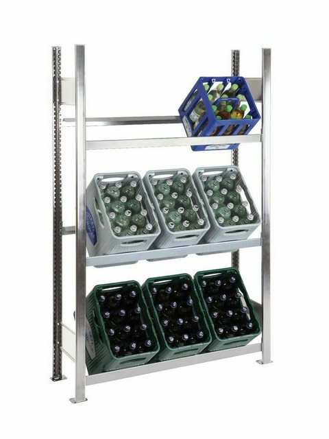 SCHULTE Lagertechnik Regal Getränkekistenregal für 9 Kästen 180 x 106 x 34 cm, verzinkt, 3 Ebenen