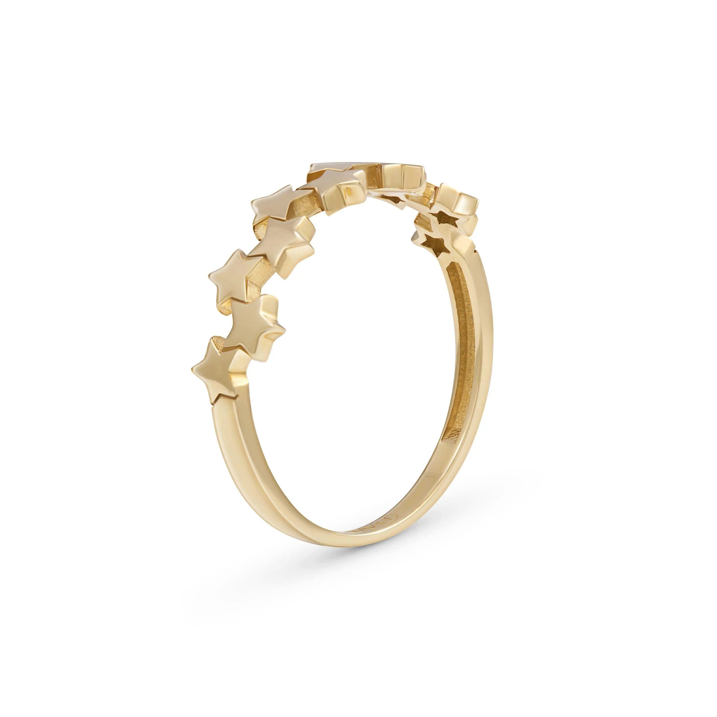 Suzan Gold Goldring 375er Gold Damenring – Sternmotiv, Sternenmotivring & ideales Geschenk, Gelbgold 375
