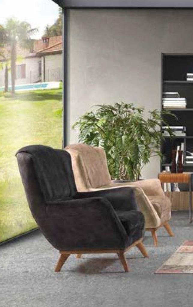 JVmoebel Sessel, Sessel 1 Sitz Textil Lounge Luxus Polster Ohrensessel Einsitzer