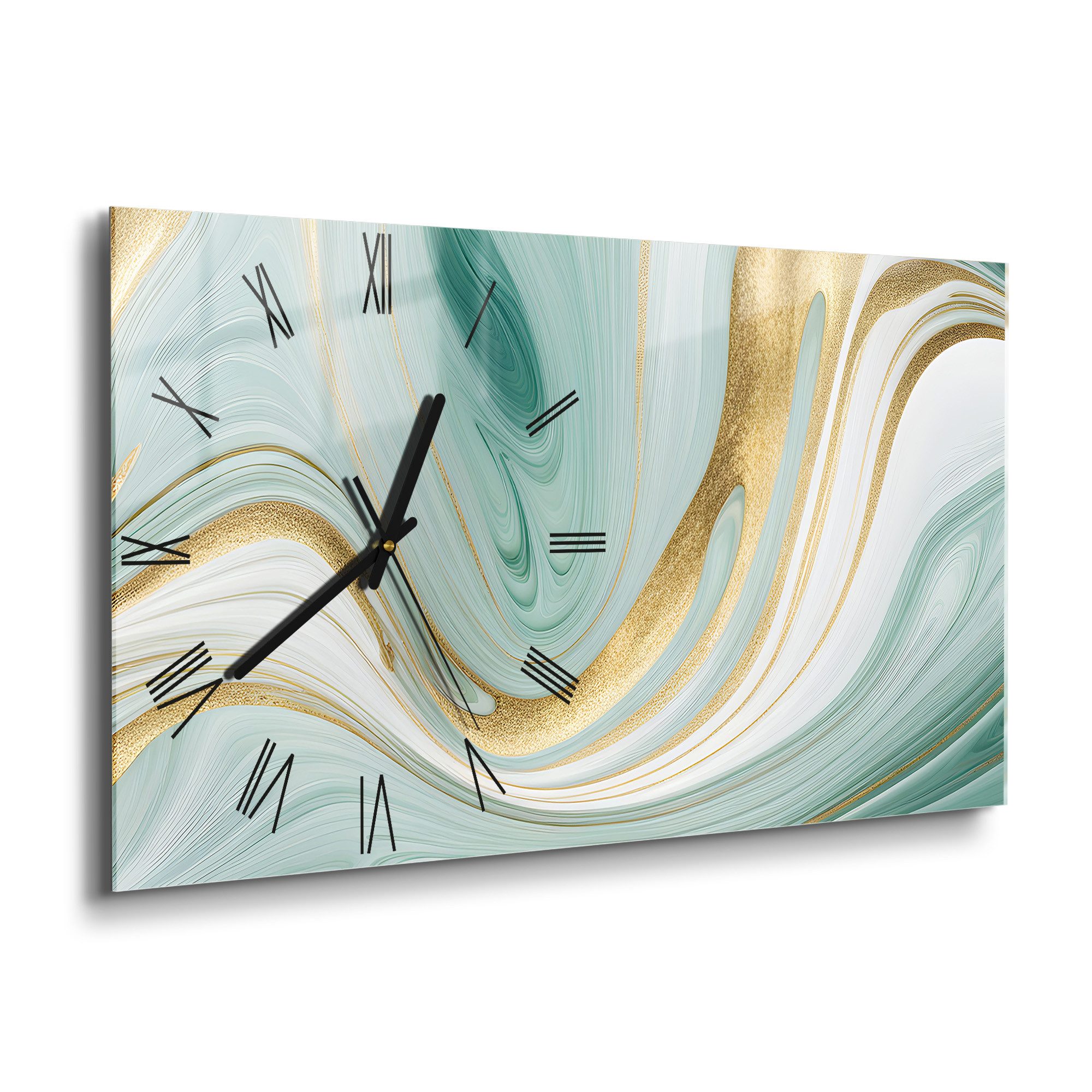 DEQORI Wanduhr 'Smaragdfarbene Wogen' (Glas Glasuhr günstig online kaufen