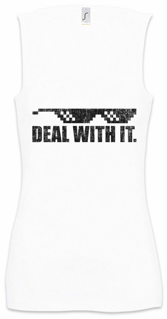 Urban Backwoods Tanktop Deal With It Ärmelloses Damen T-Shirt Geek Nerd Pixel 8 Bit Retro Gaming Sonnenbrille Sunglasses Thug