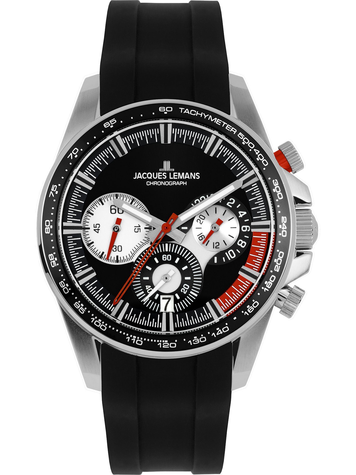 Jacques Lemans Chronograph Jacques Analog Quarz, Herren-Uhren Klassikuhr grau Lemans