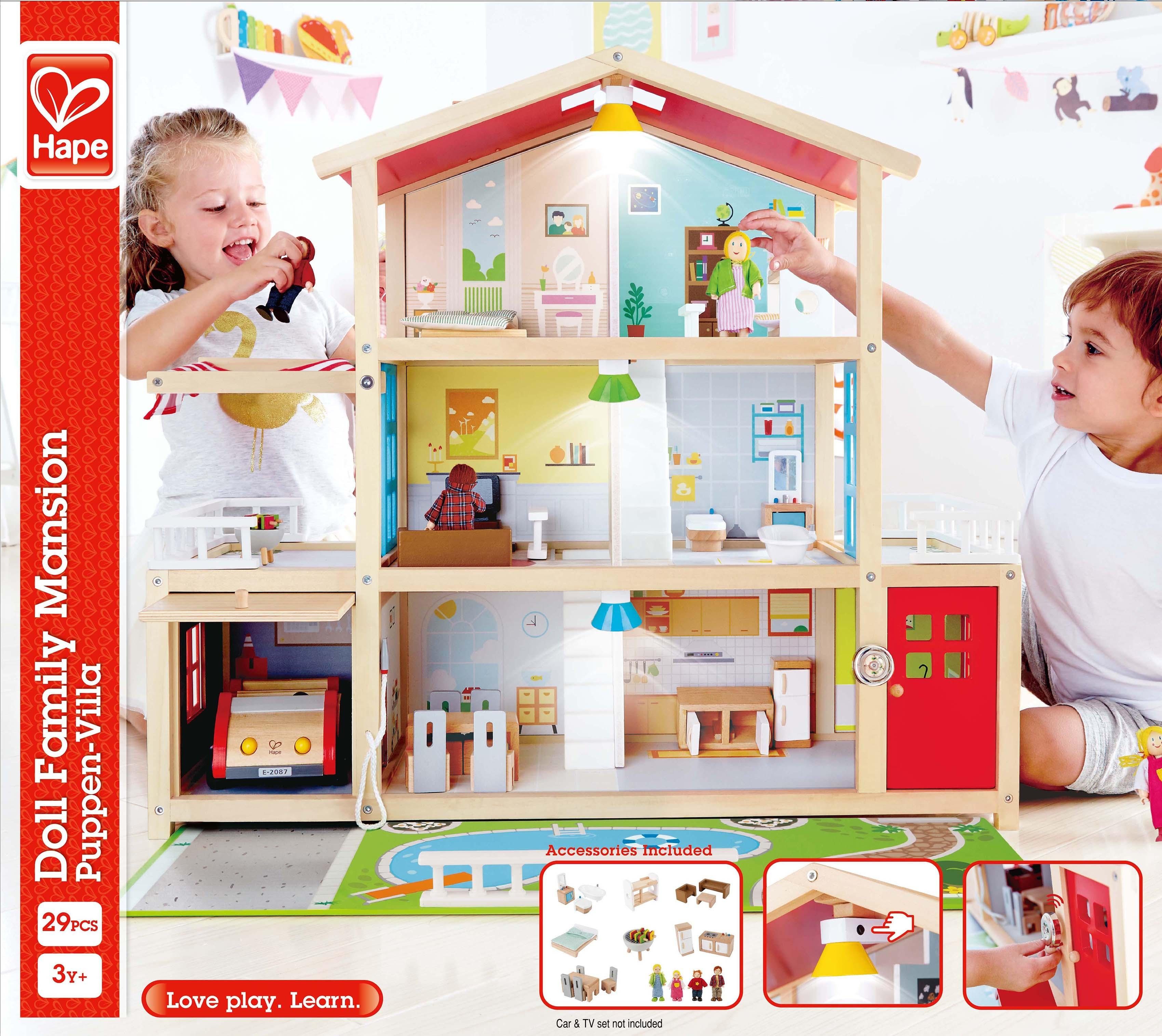 Hape Puppenhaus Puppen-Villa, inkl. Puppenmöbel günstig online kaufen