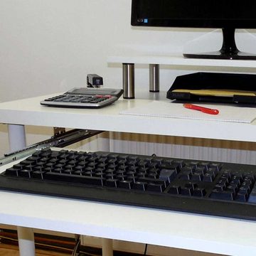 EisenRon.de Schreibtisch Weiss 60 x 40 cm Tastaturauszug, Nutzhöhe 57 mm (Montageschrauben inklusiv), Tastaturauszug