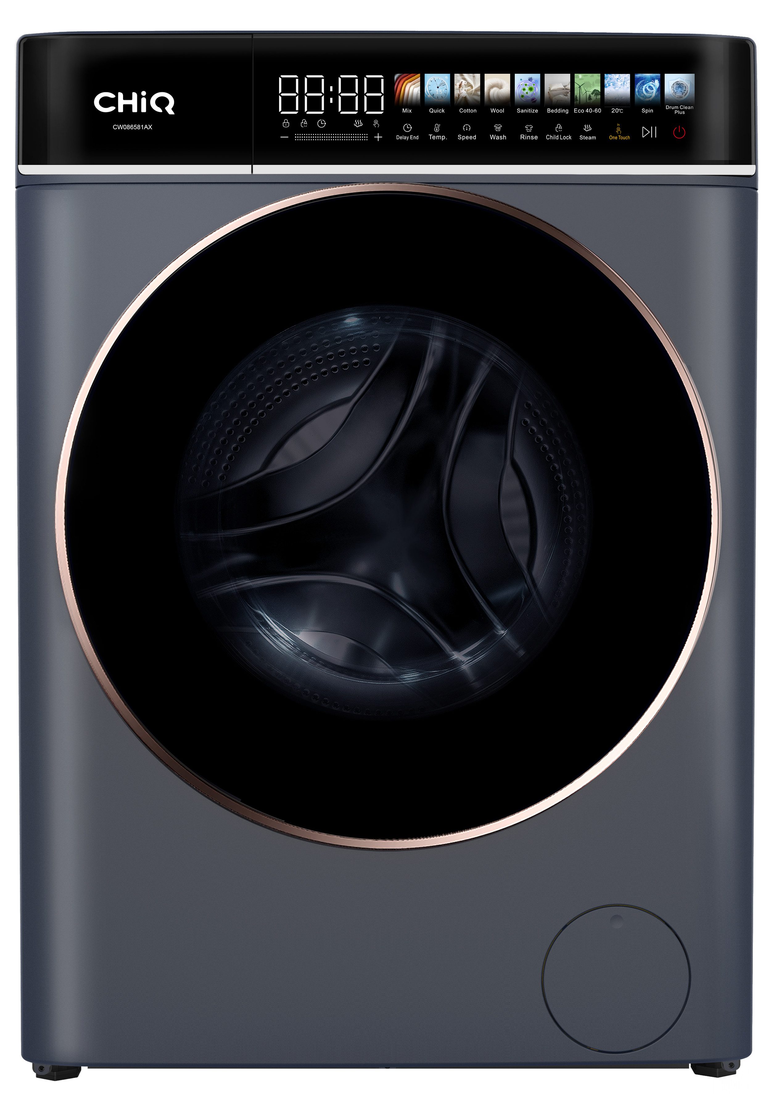 CHiQ Waschmaschine 8KG, 10 %mehr Energieersparnis, Schnellwaschgang, große Trommel CW086581AX, 8 kg, 1400 U/min, Inverter-Motor, 12 Jahre Gratis Garantie auf den Motor