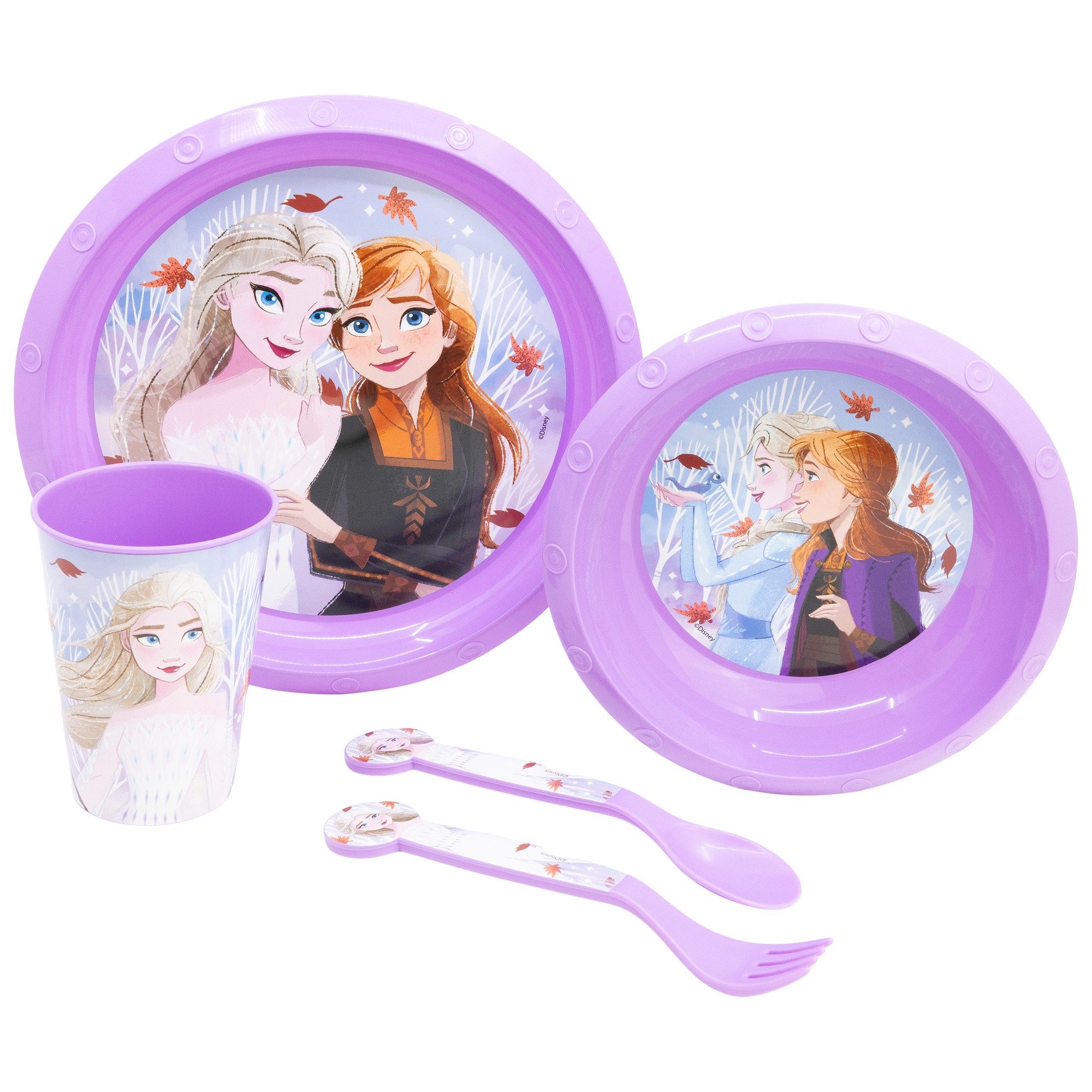 Disney Kindergeschirr-Set Disney Die Eiskönigin Elsa Kinder Geschirr-Set 5 teilig (5-tlg), 1 Personen, Becher Teller Schüssel