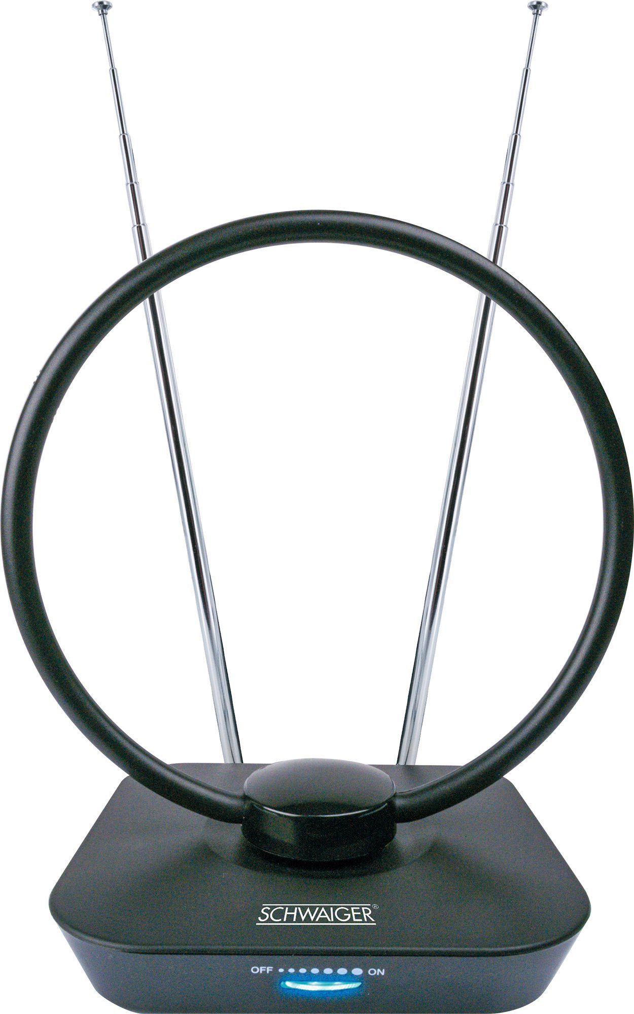 Schwaiger 720365 Innenantenne (für Innenbereich), Integ. Verstärker, schwenk-/neigbare Empfangsantenne, LTE-Sperrfilter