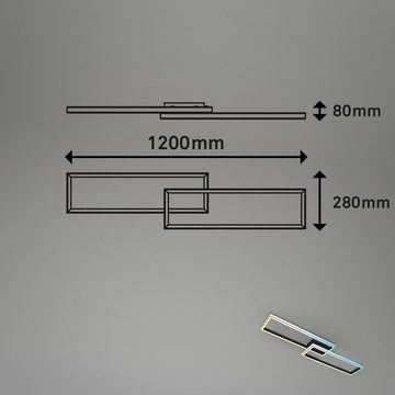 Briloner Leuchten Deckenleuchte 3761015, CCT Farbtemperatursteuerung, Fernbedienung, dimmbar, Nachtlicht, Timer, Speicherfunktion, LED fest verbaut, Farbwechsler, Kaltweiß, Neutralweiß, Tageslichtweiß, Warmweiß, Deckenlampe, 120 x 28 x 8 cm, Schwarz, 44W, Wohnzimmer, Schlafzimmer