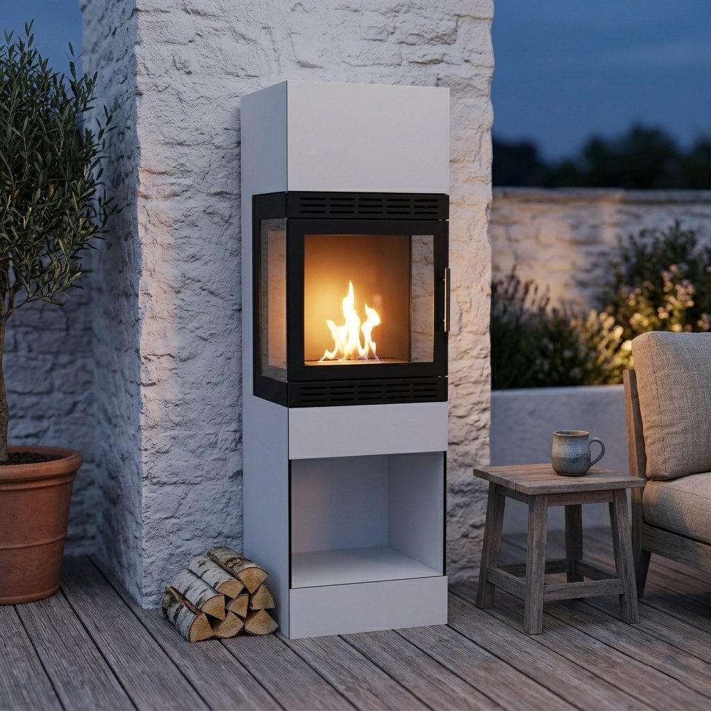 GLOW FIRE Echtfeuer-Dekokamin Lillesand Vision Outdoor Ethanolkamin, Kamin, 3h Brenndauer, Heizleistung bis 2KW