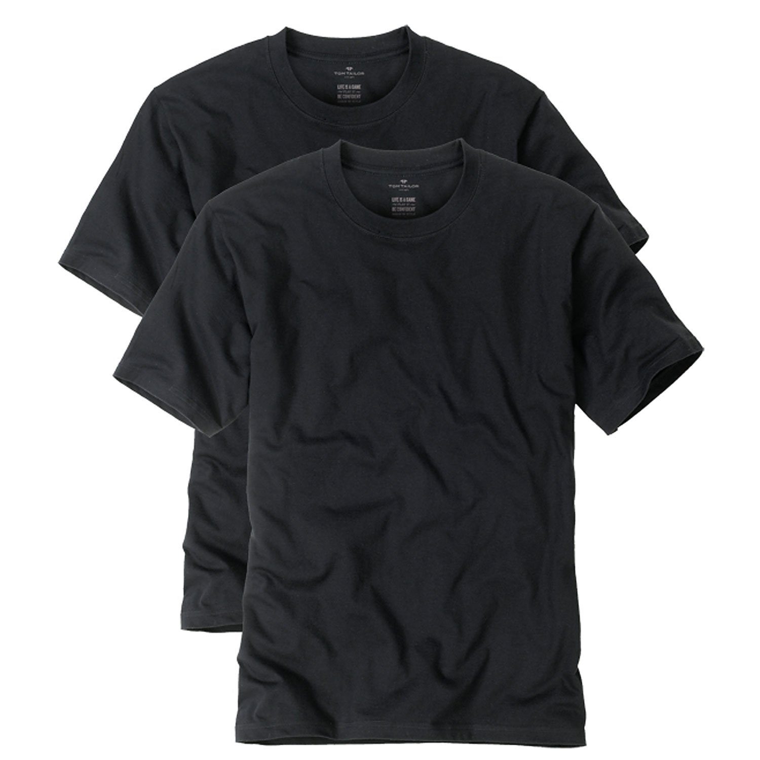 TOM TAILOR T-Shirt Herren Shirts Multipack (4-tlg., 4er-Pack) bequem geschnitten, mit Rundhals-Ausschnitt - für Drüber und Drunter Schwarz (9000)