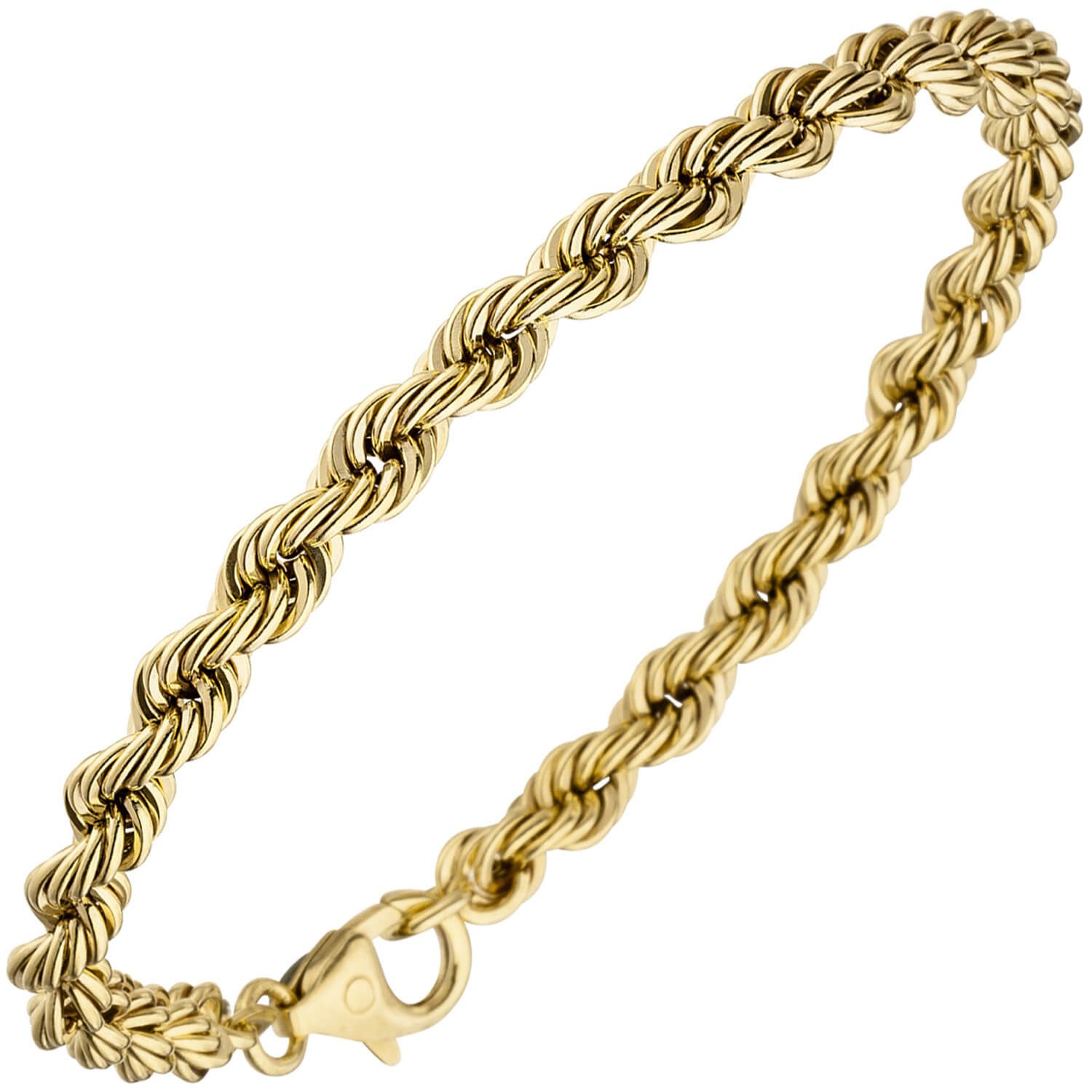 Schmuck Krone Goldarmband 3,2mm Kordelarmband aus 585 Gelbgold 19cm, Gold 585
