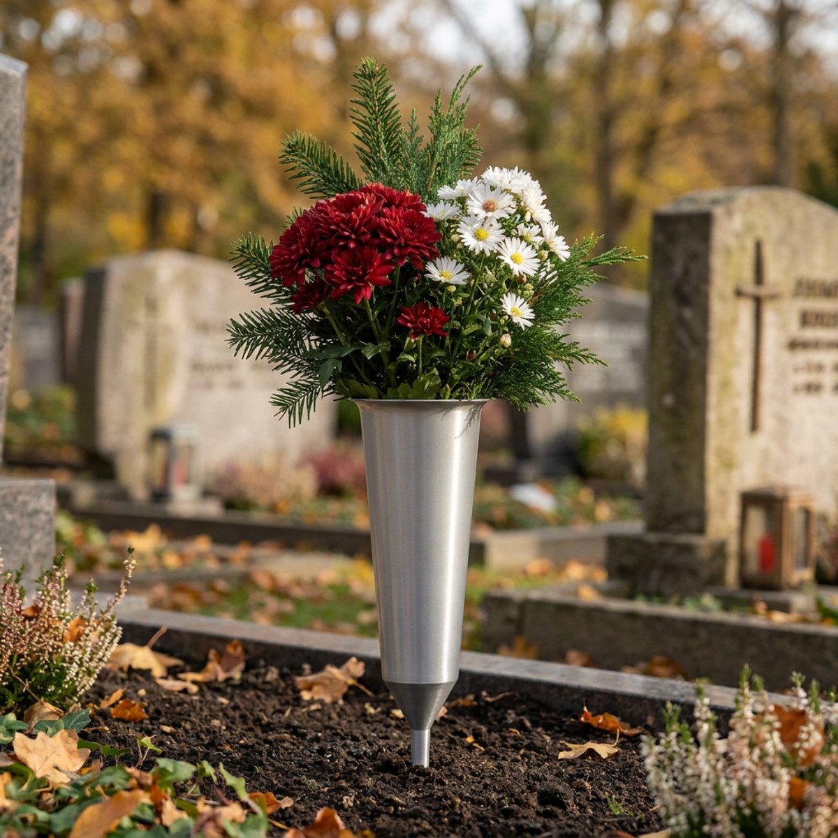 Florists Products Bodenvase Elegante Friedhofsblumenvase mit wetterfester Oberfläche – Bild 2 von 4