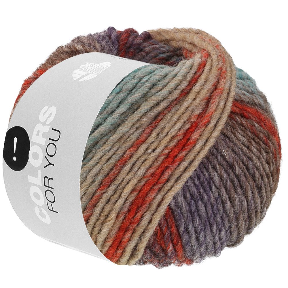 LANA GROSSA COLORS FOR YOU Häkelwolle, 90 m (voluminöses Dochtgarn mit Farbverlauf), 50 g