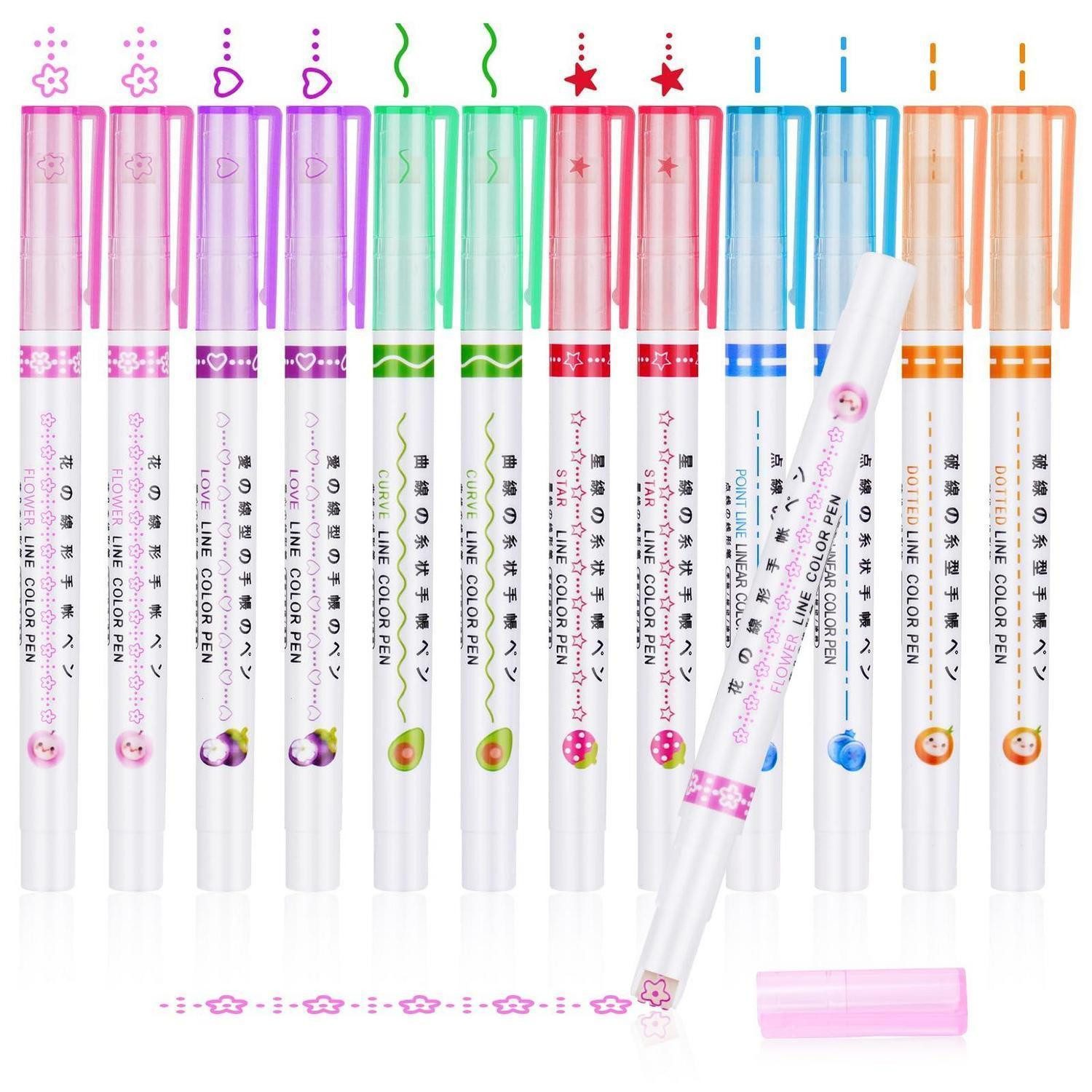 LuxusKollektion Marker Textmarker Set 12 St. Roll-Spitze Doppelstift