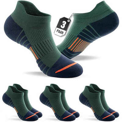 Anqier Kurzsocken Sneakersocken(Set, 3-Paar) Kurzsocken Damen & Herren Socken Baumwolle (Running Socken, Stoßdämpfung und Anti-Rutsch, Atmungsaktive und geruchsfreie Laufsocken) Anti-Blasen Schutz Rutschfest Atmungsaktiv