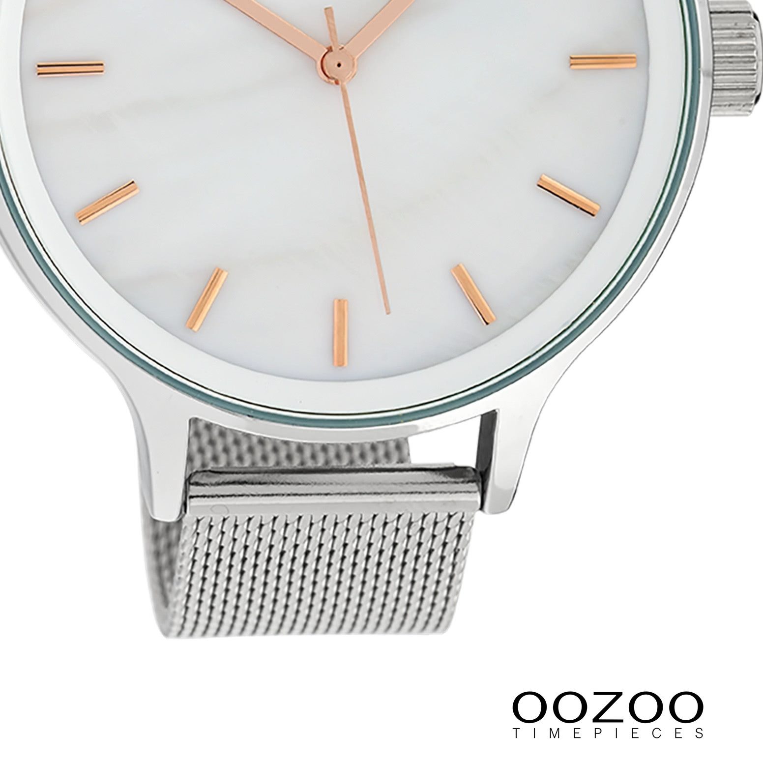 OOZOO Quarzuhr Oozoo Damen Armbanduhr Timepieces Analog, (Analoguhr), Damenuhr rund, extra groß (ca. 46mm) Metallarmband, Fashion-Style