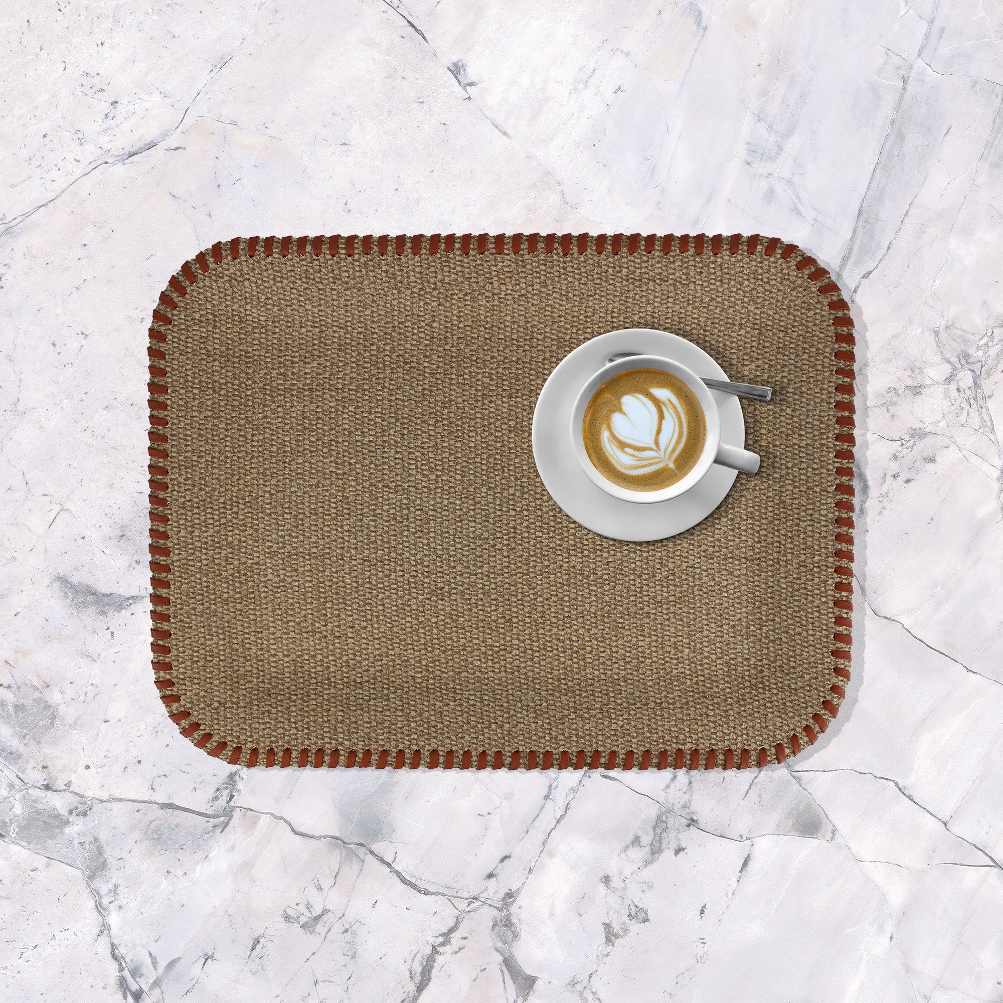 Kaffee braun für rutschfest, Kunstleder, Tablett), 1x Stück, abwischbar mit feucht Lederband (1 Signature Collection Serviertablett, Tablett Home Tablett flach Tee