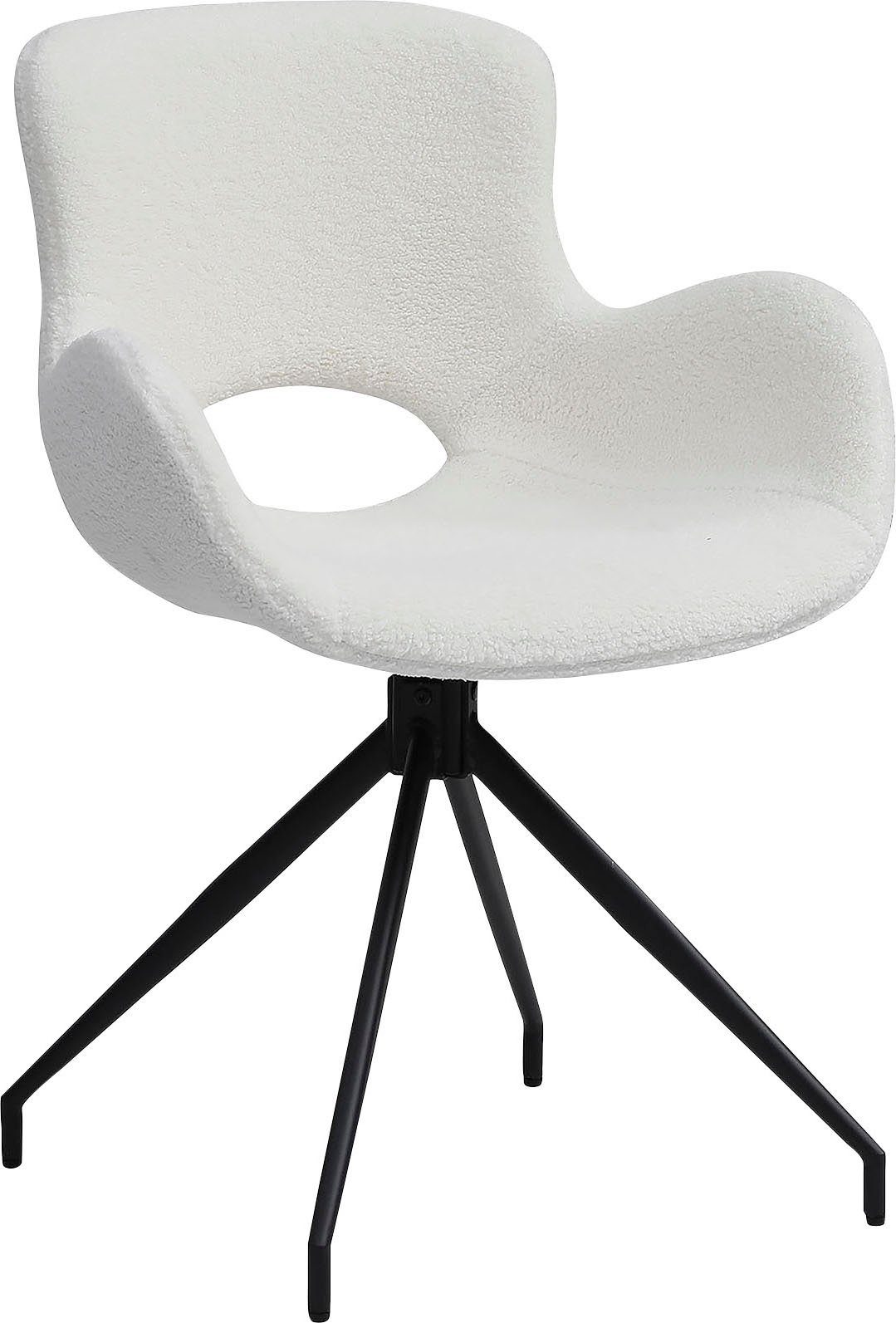 SalesFever Esszimmerstuhl, 180° Drehplatte unter der Sitzfläche, mit Rücken Cut-Out Weiß/Schwarz | Weiß