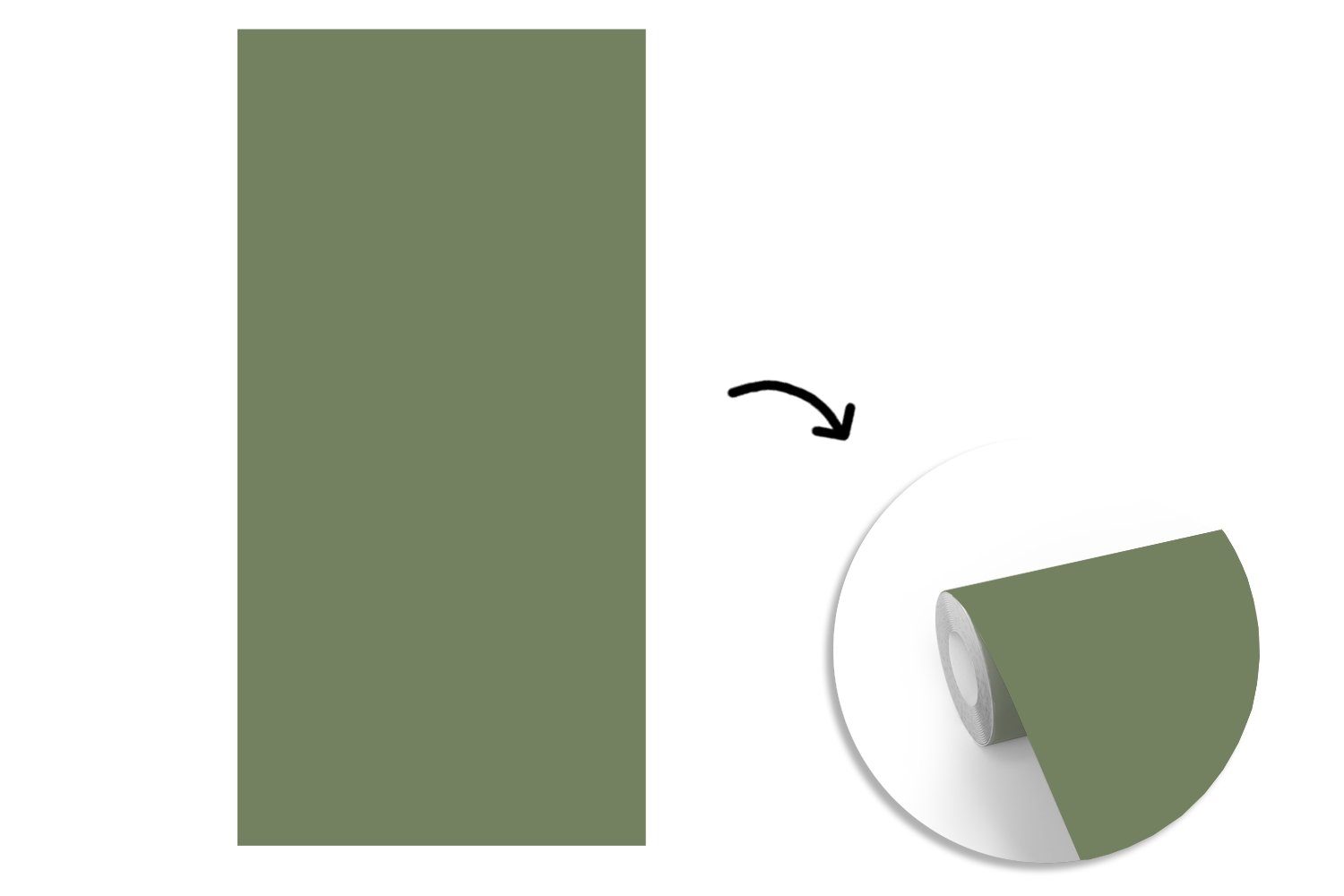 MuchoWow Fototapete Grün - Matt, Fototapete Küche, Einfarbig Schlafzimmer bedruckt, (2 Olivgrün, St), für Wohnzimmer - Vliestapete