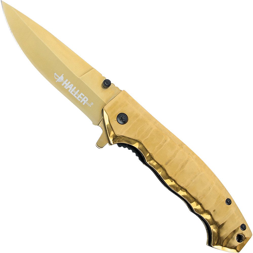 Taschenmesser Haller Einhandmesser goldfarben Liner Lock Clip