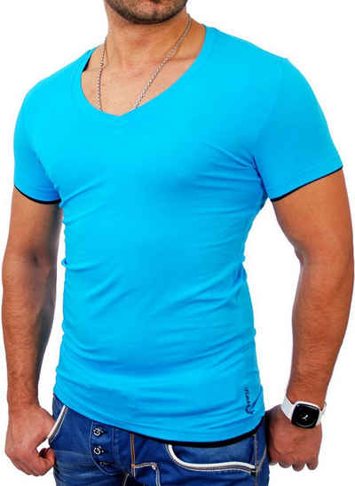 Reslad T-Shirt Reslad Herren T-Shirt Miami RS-5050 (1-tlg) V-Auschnitt Layer Optik Shirt