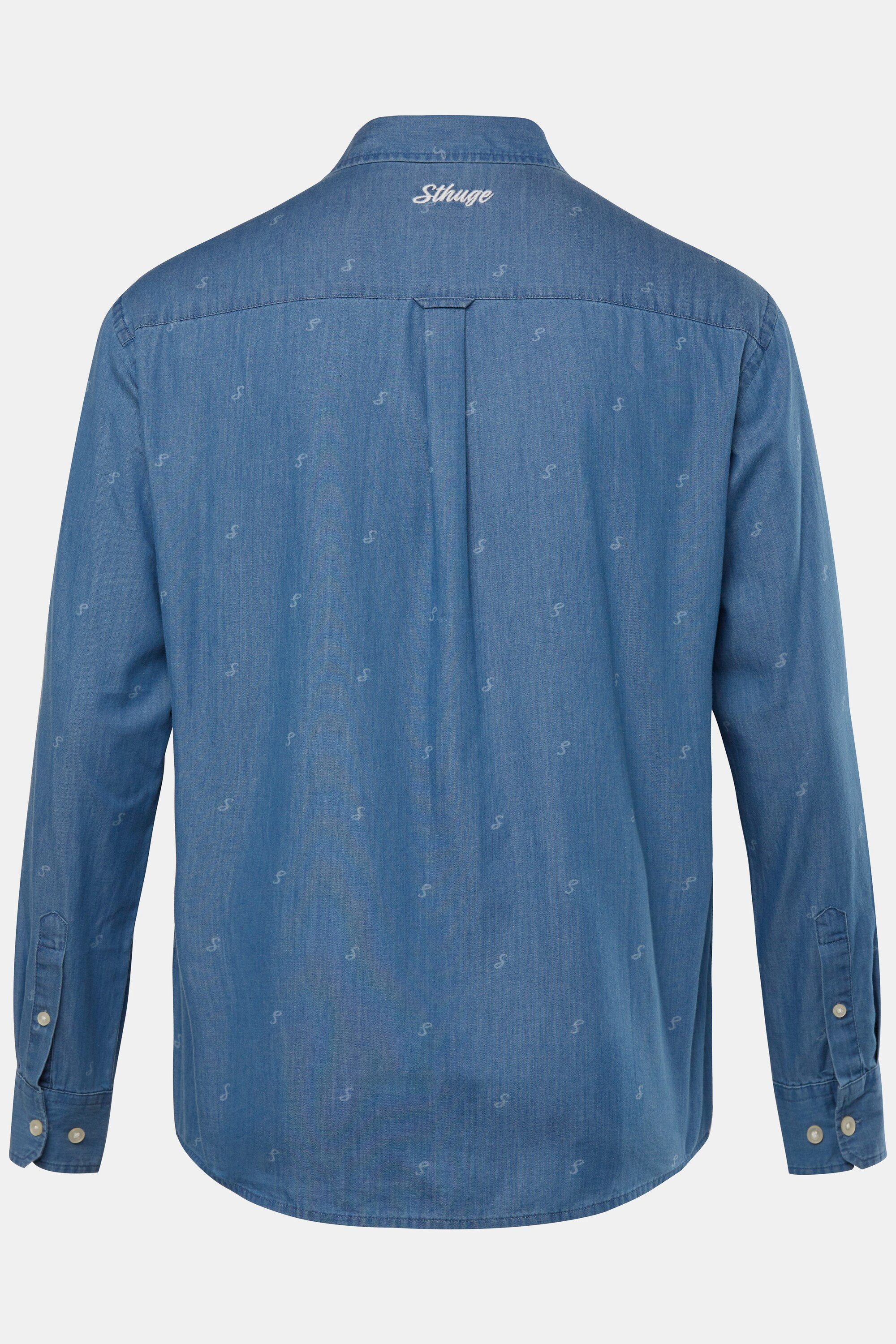 STHUGE Businesshemd Jeans-Hemd Langarm Alloverprint Modern Fit