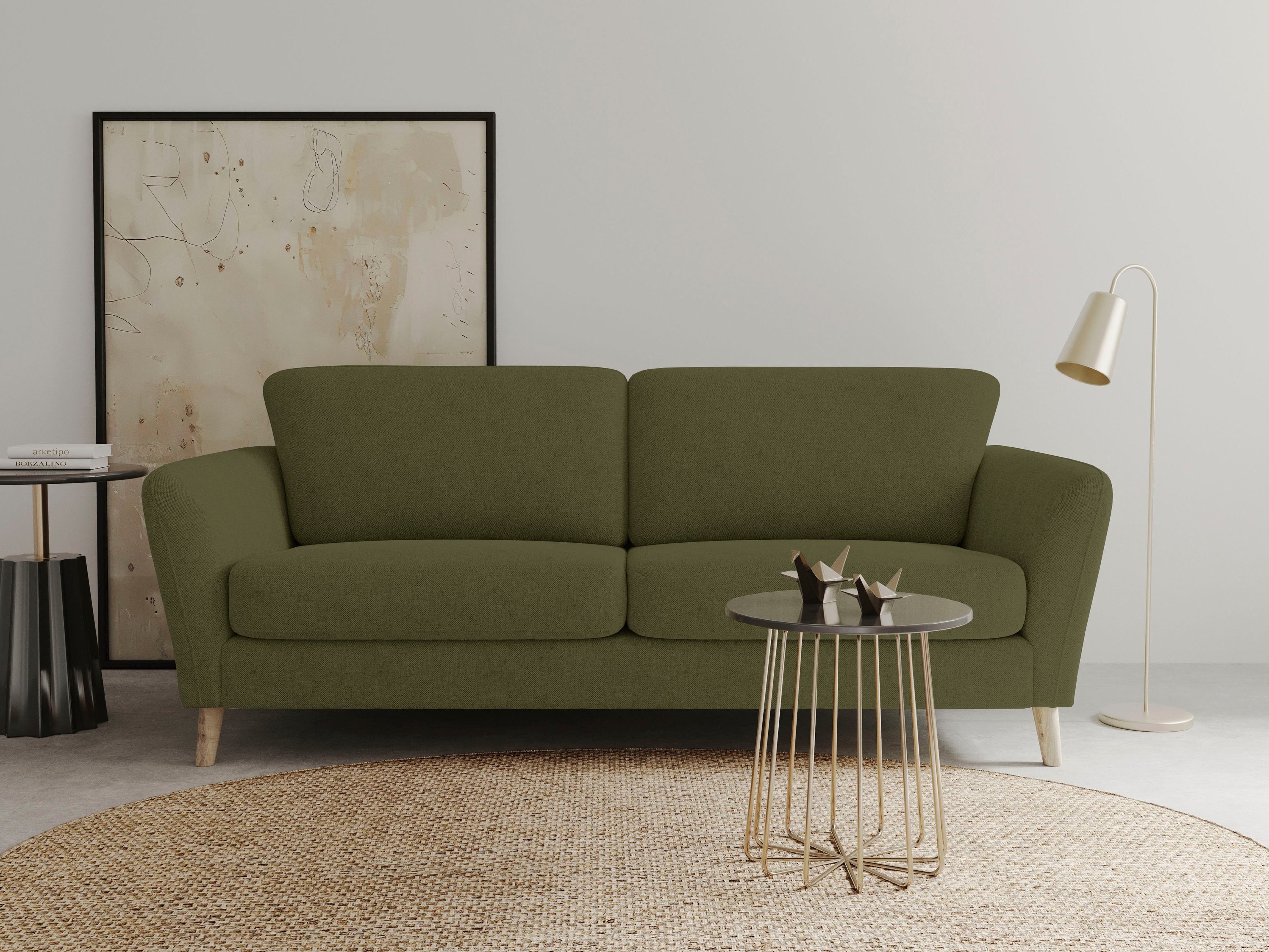 OTTO home 3-Sitzer MARSEILLE 3er Sofa 206 cm, Cord, Flachgewebe, Struktur, Webstoff, mit Massivholzbeinen aus Eiche, verschiedene Bezüge und Farbvarianten