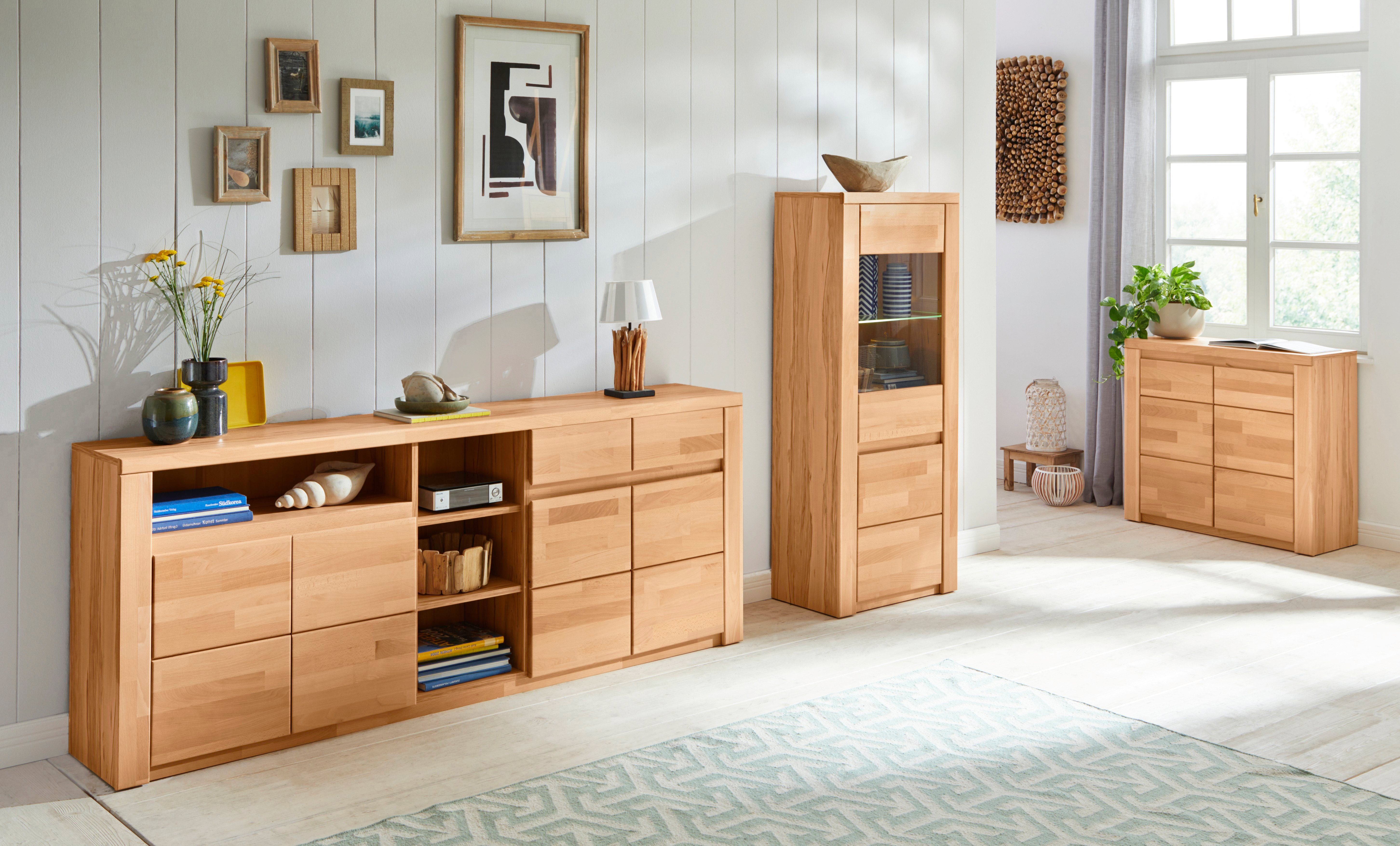 Kernbuche Home Sideboard Optik Kernbuchefarben affaire teilmassiv | grifflose Burani,